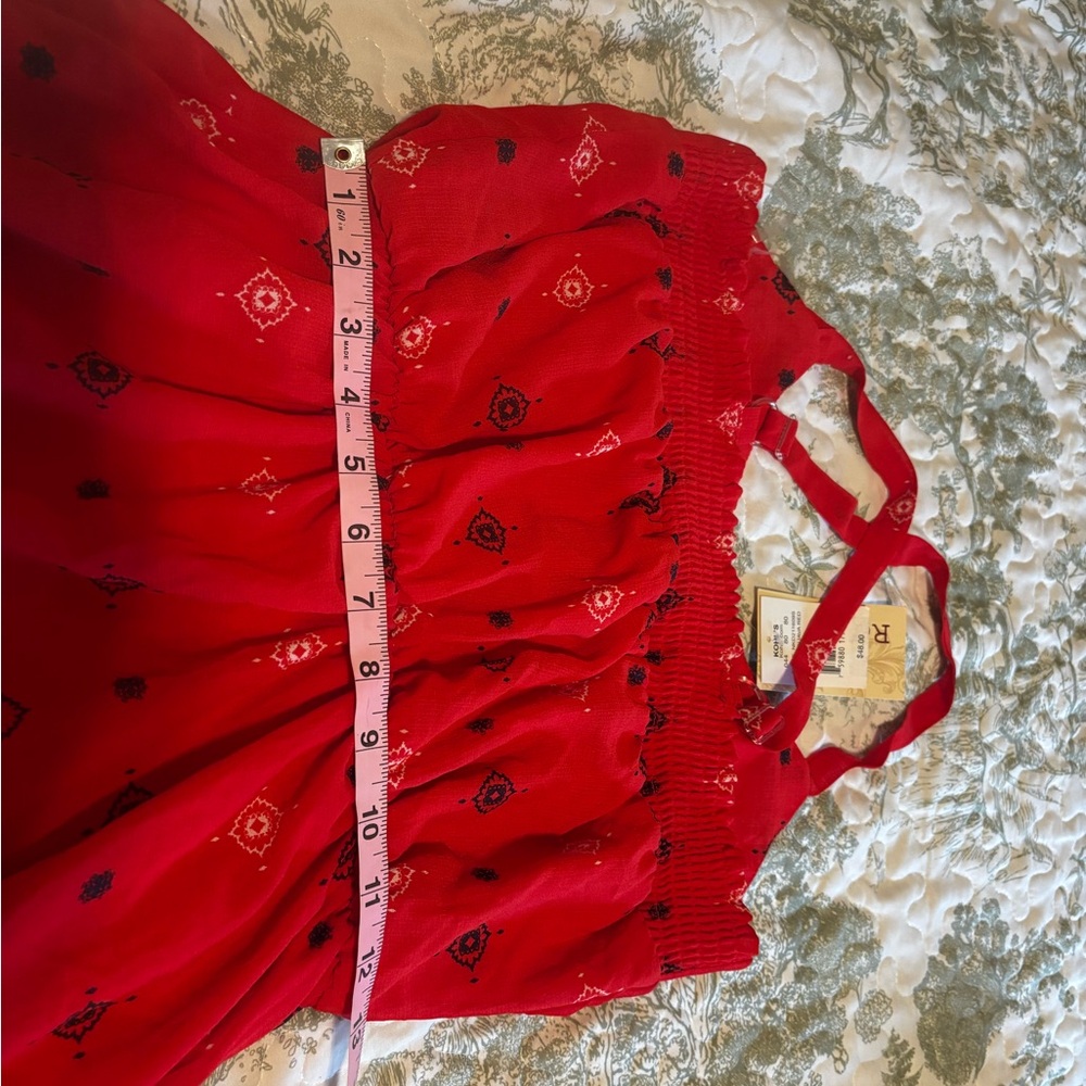 NWT Rewind sz M Red Patterned Dress sundress minidress cross-cross straps - Picture 5 of 15